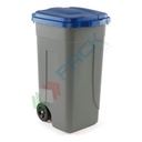 Bidone spazzatura per la raccolta differenziata rifiuti, capacità 100 Lt, con coperchio a cerniera, colore grigio-blu