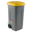Bidone spazzatura per la raccolta differenziata rifiuti, capacità 100 Lt, con coperchio a cerniera, colore grigio-giallo