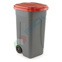 Bidone spazzatura per la raccolta differenziata rifiuti, capacità 100 Lt, con coperchio a cerniera, colore grigio-rosso