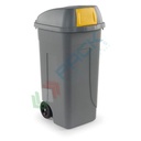 Bidone spazzatura per la raccolta differenziata rifiuti, capacità 100 Lt, con coperchio basculante, colore grigio-giallo