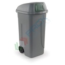 Bidone spazzatura per la raccolta differenziata rifiuti, capacità 100 Lt, con coperchio basculante, colore grigio-verde