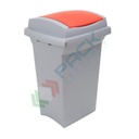 Pattumiera per la raccolta differenziata rifiuti, capacità 50 Lt, coperchio con cerniera, colore grigio/rosso