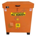 Stazione di stoccaggio per oli esausti, in acciaio, con coperchio, capacità 500 Lt, base di appoggio 4 piedi