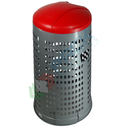 Trespolo per la raccolta differenziata rifiuti, capacità 110 Lt, coperchio con cerniera e anello portasacco, colore grigio-rosso