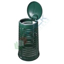 Trespolo per la raccolta differenziata rifiuti, capacità 110 Lt, coperchio con cerniera e anello portasacco, colore verde