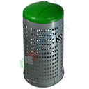 Trespolo per la raccolta differenziata rifiuti, capacità 110 Lt, coperchio con cerniera e anello portasacco, colore grigio-verde