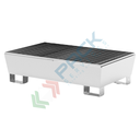 Vasca di contenimento liquidi in acciaio zincato, conica ed inseribile, ideale per 2 fusti, volume di raccolta 220 Lt, Mis. 1300 L x 800 P x 340 H mm