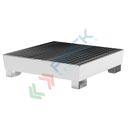 Vasca di contenimento liquidi in acciaio zincato, conica ed inseribile, ideale per 4 fusti, volume di raccolta 270 Lt, Mis. 1200 L x 1200 P x 300 H mm