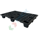 Pallet in plastica riciclata (PP), Mis. 800 L x 1200 P x 140 H mm, con 9 piedi, piano forato, portata statica 1200 Kg, portata dinamica 700 Kg