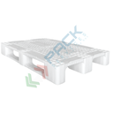 Pallet in plastica (HDPE), Mis. 800 L x 1200 P x 150 H mm, con 3 traverse, piano forato, portata statica 2500 Kg, portata dinamica 1000 Kg, portata su scaffale 400 Kg