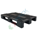 Pallet in plastica riciclata (PP), Mis. 1000 L x 1200 P x 150 H mm, con 3 traverse, piano forato, portata statica 2000 Kg, portata dinamica 750 Kg, portata su scaffale 300 Kg