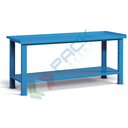 Banco da lavoro piano in acciaio con gambe fisse, Mis. 2007 L x 704 P x 887 H mm, colore blu