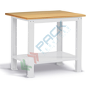Banco da lavoro piano in legno con gambe fisse, Mis. 1024 L x 750 P x 882 H mm, colore grigio chiaro