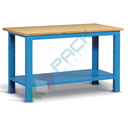 Banco da lavoro piano in legno con gambe fisse, Mis. 2000 L x 750 P x 882 H mm, colore blu