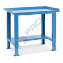 Banco da lavoro piano in acciaio con gambe regolabili, Mis. 1031 L x 704 P x 737/1112 H mm, colore blu
