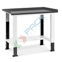 Banco da lavoro piano in acciaio con gambe regolabili, Mis. 1031 L x 704 P x 737/1112 H mm, colore antracite/grigio chiaro