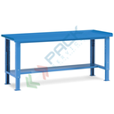 Banco da lavoro piano in acciaio con gambe regolabili, Mis. 2007 L x 704 P x 737/1112 H mm, colore blu