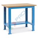 Banco da lavoro piano in legno con gambe regolabili, Mis. 1024 L x 750 P x 740/1100 H mm, colore blu