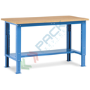 Banco da lavoro piano in legno con gambe regolabili, Mis. 1500 L x 750 P x 740/1100 H mm, colore blu