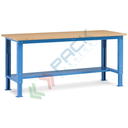 Banco da lavoro piano in legno con gambe regolabili, Mis. 2000 L x 750 P x 740/1100 H mm, colore blu