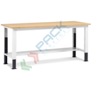 Banco da lavoro piano in legno con gambe regolabili, Mis. 2000 L x 750 P x 740/1100 H mm, colore antracite/grigio chiaro