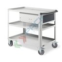 Carrello da officina in lamiera, Mis. 1028 L x 615 P x 846 H mm, 3 ripiani e cassetto con serratura, colore grigio RAL 7035