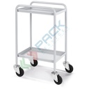 Carrello in lamiera 4 ruote portatutto, Mis. 555 L x 445 x 845 H mm, versione a due ripiani, colore grigio RAL 7035