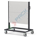 Carrello in lamiera con 4 pannelli forati, Mis. 1067 L x 668 x 1357 H mm, colore grigio RAL 7016 e e grigio RAL 7035