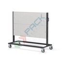 Carrello in lamiera con 4 pannelli forati, Mis. 1552 L x 668 x 1357 H mm, colore grigio RAL 7016 e e grigio RAL 7035