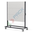 Carrello in lamiera con 6 pannelli forati, Mis. 1552 L x 668 x 1965 H mm, colore grigio RAL 7016 e e grigio RAL 7035