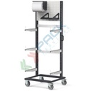 Carrello rastrelliera monofronte in lamiera, Mis. 761 L x 668 x 1965 H mm, pannello forato con mensola e porta rotoli, colore grigio antracite RAL 7016 e grigio RAL 7035
