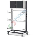 Carrello rastrelliera monofronte in lamiera, Mis. 1067 L x 668 x 1965 H mm, con pensili, colore grigio antracite RAL 7016 e grigio RAL 7035