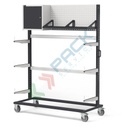 Carrello rastrelliera monofronte in lamiera, Mis. 1552 L x 668 x 1965 H mm, pannello forato con pensile e mensole, colore grigio antracite RAL 7016 e grigio RAL 7035