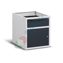 Cassettiera per banco da lavoro con 1 anta e 1 cassetto, lungh. 50 cm, colore grigio RAL 7035 + grigio antracite RAL 7016