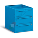 Cassettiera per banco da lavoro con 3 cassetti, lungh. 50 cm, colore blu RAL 5012