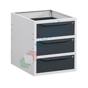 Cassettiera per banco da lavoro con 3 cassetti, lungh. 50 cm, colore grigio RAL 7035 + grigio antracite RAL 7016