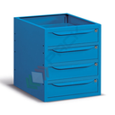 Cassettiera per banco da lavoro con 4 cassetti, lungh. 50 cm, colore blu RAL 5012