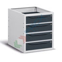 Cassettiera per banco da lavoro con 4 cassetti, lungh. 50 cm, colore grigio RAL 7035 + grigio antracite RAL 7016