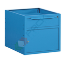 Cassettiera per banco da lavoro con 1 anta e 1 cassetto, lungh. 63 cm, colore blu RAL 5012