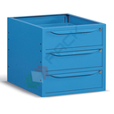 Cassettiera per banco da lavoro con 3 cassetti, lungh. 63 cm, colore blu RAL 5012