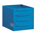 Cassettiera per banco da lavoro con 4 cassetti, lungh. 63 cm, colore blu RAL 5012