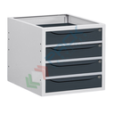 Cassettiera per banco da lavoro con 4 cassetti, lungh. 63 cm, colore grigio RAL 7035 + grigio antracite RAL 7016