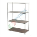 Libreria da interno, 4 ripiani in acciaio verniciato colore marrone, Mis. 40 L x 80 P x 120 H cm