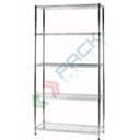 Libreria in acciaio cromato da interno, 5 ripiani leggeri, mis. 90 L x 36 P x 177 H cm
