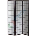 Paravento in legno e carta di riso, 3 ante ripiegabili, colore nero