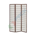 Paravento in legno e carta di riso, 3 ante ripiegabili, colore noce