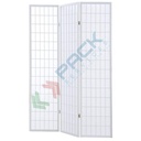 Paravento in legno e carta di riso, 3 ante ripiegabili, colore bianco