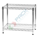 Scaffale in acciaio cromato, Mis. 60 L x 35 P x 50 H cm, 2 ripiani robusti e regolabili