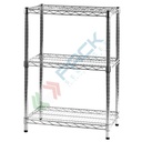 Scaffale in acciaio cromato, Mis. 60 L x 35 P x 90 H cm, 3 ripiani robusti e regolabili