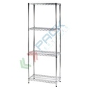 Scaffale in acciaio cromato, Mis. 60 L x 35 P x 168 H cm, 4 ripiani robusti e regolabili